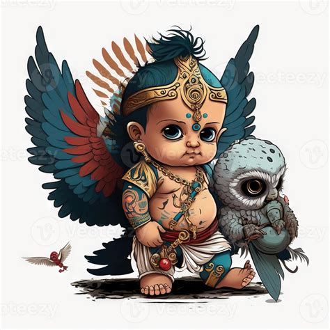 god vishnu cute baby playing with eagle toy generative AI 22249940 ...