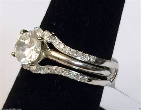 14kt White Gold Wrap Guard Solitaire Enhancer 2 Stone Diamonds Ring