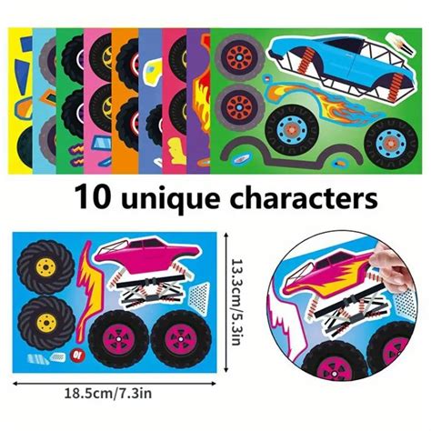 Monster Truck Stickers Interactive Puzzle Diy Stickers - Temu