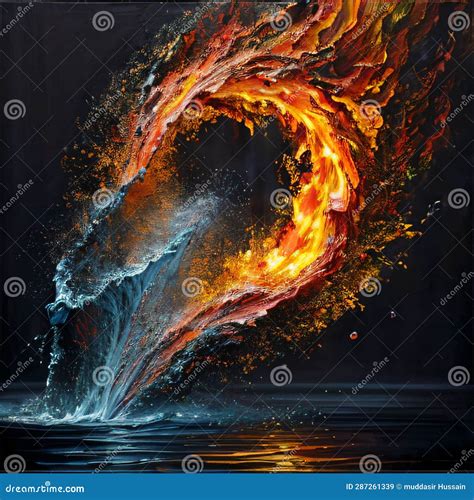 Collision of Fire and Water Stock Illustration - Illustration of font ...