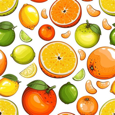 Premium Vector Colorful Seamless Pattern With Fresh Fruits Seamless