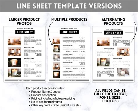 Editable Line Sheet Templates Wholesale Catalog Pricing Services