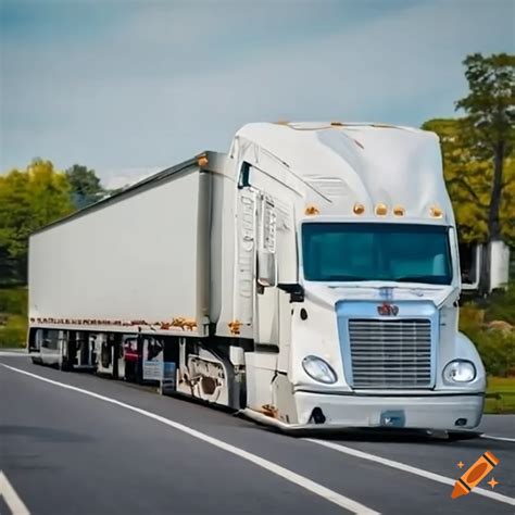 Clean White Wheeler Truck On The Road On Craiyon