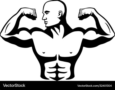 Male Bodybuilder Flexing Muscles Royalty Free Vector Image