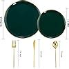 Amazon I Pcs Gold Plastic Plates Green Disposable Plates