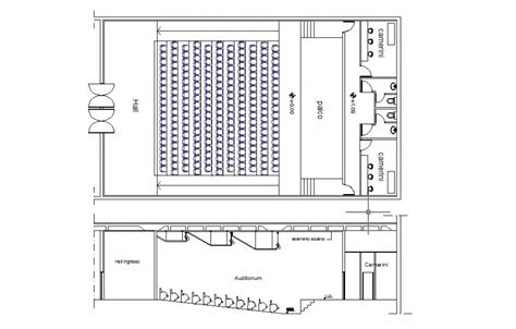 Floor plan drawing of Cinema hall building units 2d view autocad ...