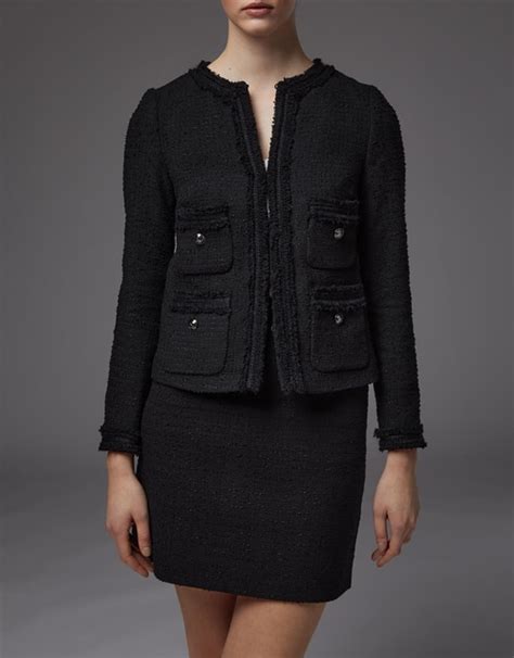 LK Bennett Charlee Recycled Cotton Blend Tweed Jacket Black Coats And