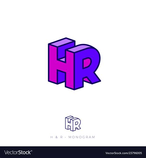 H And R Letters Like 3d Human Resources Logo Vector Image