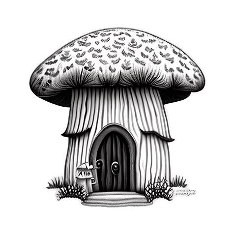 Whimsical Mushroom House Forest Coloring Pages Creative Fabrica