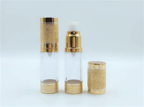 Custom Frosted Gold Airless Pump Bottle For Lotion Cream Essential Oils