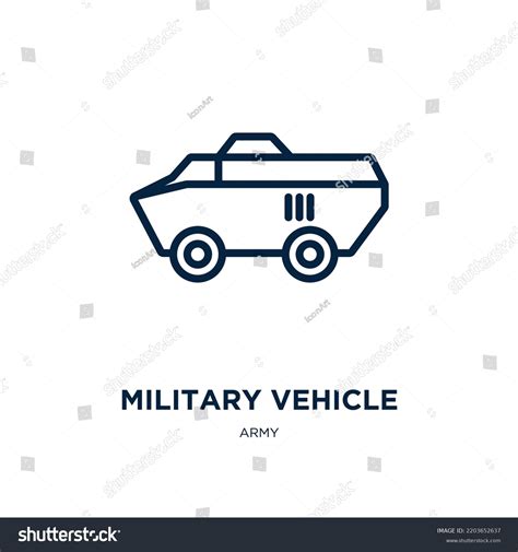 Military Vehicle Icon Army Collection Thin เวกเตอร์สต็อก ปลอดค่า