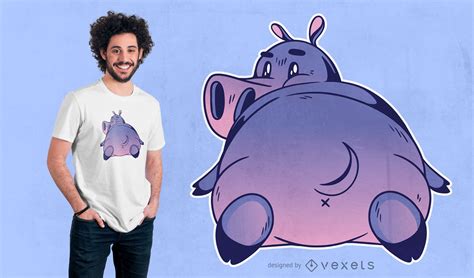 Cartoon Hippo T Shirt Design Vector Download