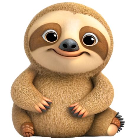 Cartoon sloth waving, hand drawn 24500724 PNG