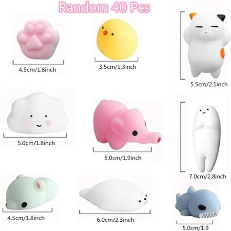 Mochi Squishy Toys For Party Bag Fillers 40Pack Moochies Squishy