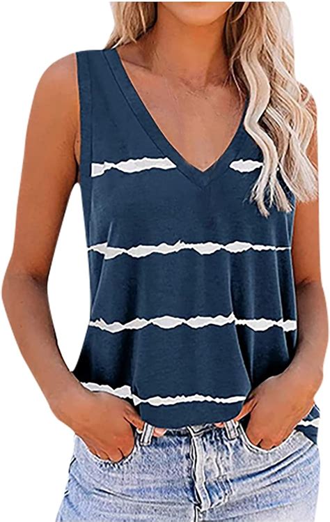 Sommer Streifen Tank Tops für Frauen Casual ärmellose T Shirts Tee Tops