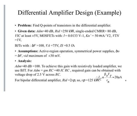 Solved Differential Amplifier Design (Example) • Problem: | Chegg.com