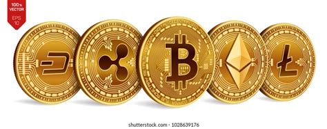 Bitcoin Ripple Ethereum Dash Litecoin 3d Stock Vector Royalty Free