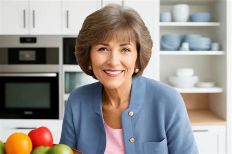 Belle Femme Mature Senior Préparant Des Aliments Sains Et Délicieux Dans La Cuisine Photo Premium
