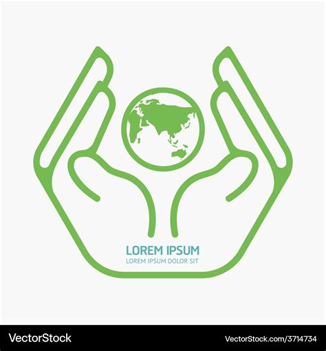 Hand holding world logo design safety care Vector Image