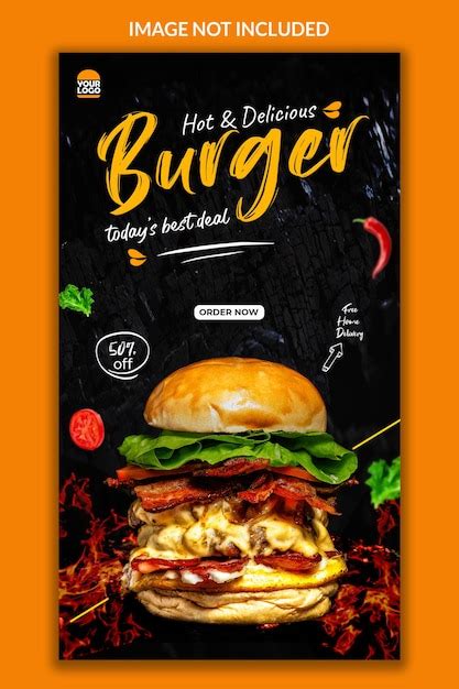 Premium Psd Delicious Burger Instagram Story Banner Template Design