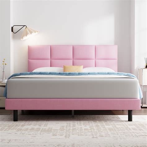 Twin Bed Frame Gelbiy Twin Size Platform Bed With Fabric Upholstered Headboard Pink Easy