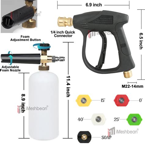 1 4 High Pressure Washer Gun 4350 PSI Car Wash Foam Spray Short Wand W