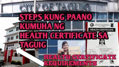 Paano Kumuha Ng Health Certificate Sa TAGUIG CITy YouTube