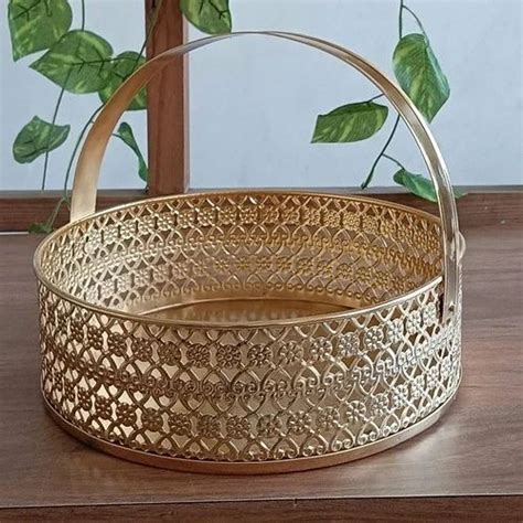 Golden Metal Gift Hamper Basket Size Dimension X At Rs Piece