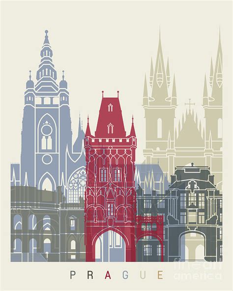 Prague Skyline Poster Painting By Pablo Romero Fine Art America