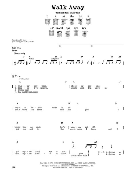 Walk Away by The James Gang - Guitar Lead Sheet - Guitar Instructor