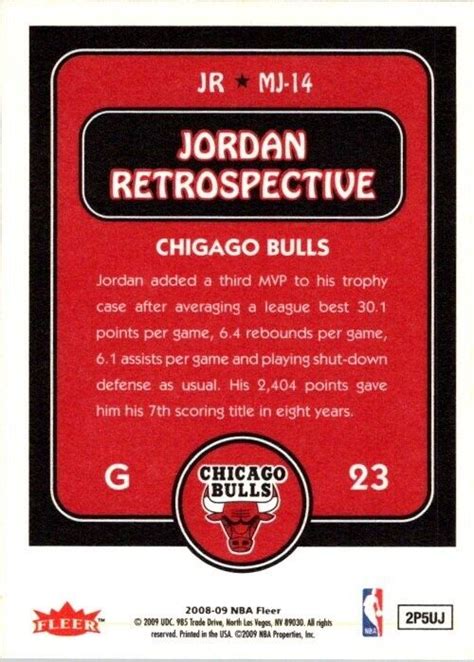 Michael Jordan Fleer Jordan Retrospective Insert Card Mj Ebay