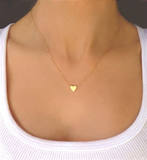 Tiny Heart Necklace Small Gold Heart Pendant By Glasspalacearts