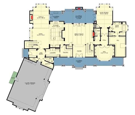 5 Bedroom 2 Story Grand Craftsman Manor Floor Plan