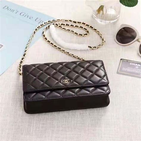 Chanel Women Classic Wallet On Chain In Lambskin Leather Black Lulux