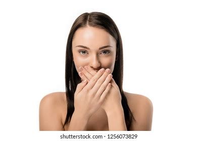 Portrait Beautiful Naked Girl Closing Mouth Stock Photo 1256073829 Shutterstock