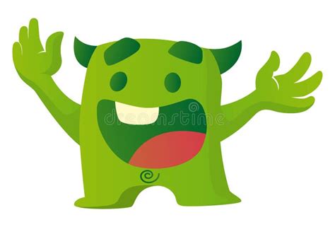 Cartoon Illustration Of Cute Green Monster Stock Vector Illustration