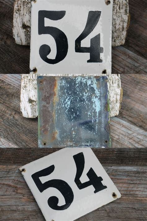 Vintage House numbers 54, white house number plaque, house number sign, Door numbers 54, metal ...