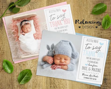 Baby Thank You Cards Personalised New Baby Thank You Card Etsy Uk