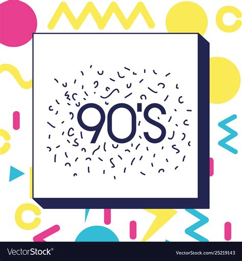 Square Frame Colorful Figures And 90 Number Vector Image