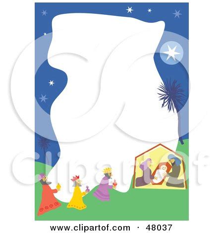 Stationery Border Of The Nativity Scene On White Posters, Art Prints by ...