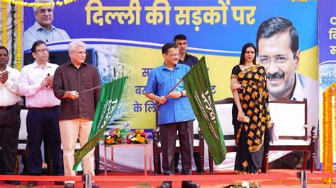 Delhi CM Arvind Kejriwal Flags Off 50 Low Floor CNG Air Conditioned