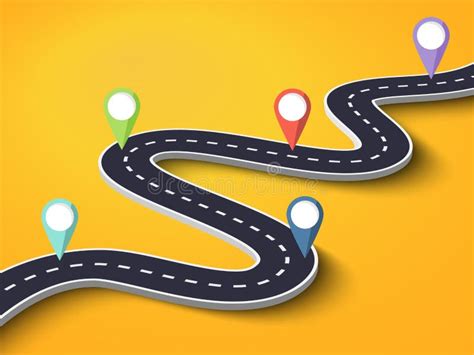 Winding Road On A Colorful Background Road Way Location Infographic