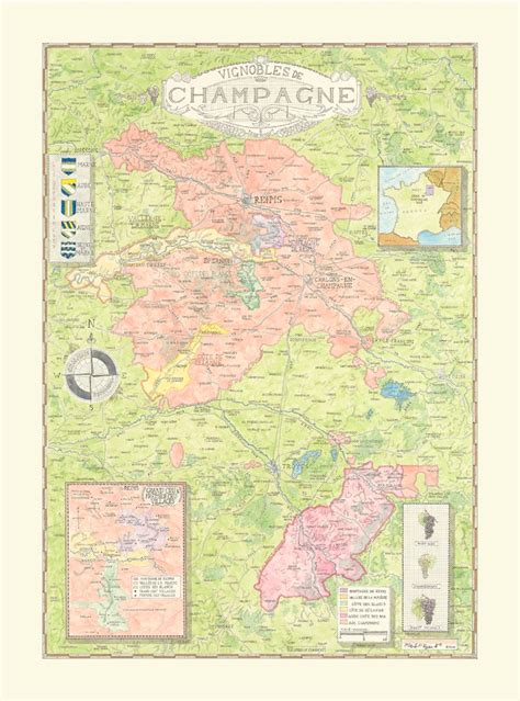 Champagne Wine Map - Mark P Ryan Artist