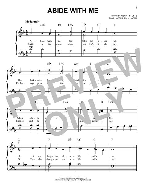 Abide With Me (Easy Piano) - Print Sheet Music Now