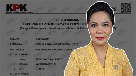 Harta Anggota Dpd Ri Asal Gorontalo Dewi Hemeto Paling Rendah Dari