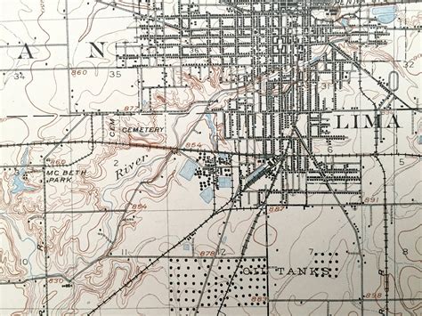 Antique Lima Ohio Us Geological Survey Topographic Map Etsy