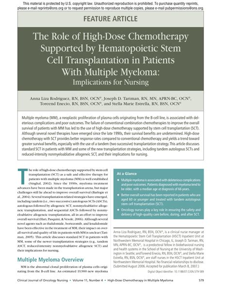 Pdf The Role Of High Dose Chemotherapy Supported By Hematopoietic Stem Cell Transplantation In