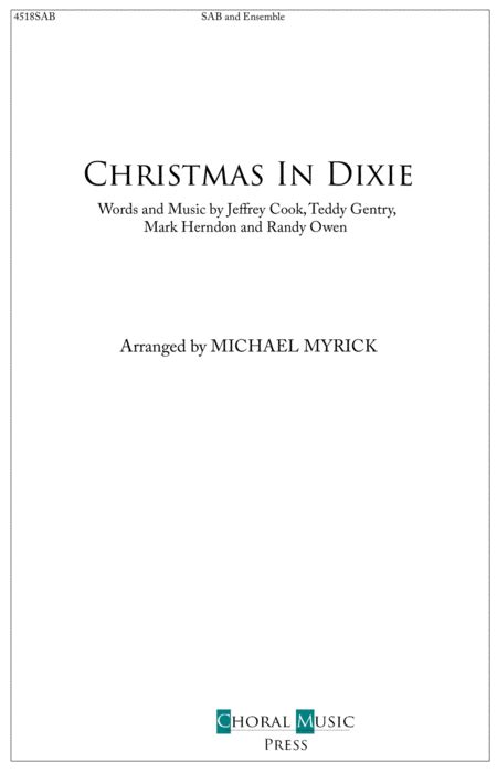 Christmas In Dixie By Alabama 3 Part Digital Sheet Music Sheet