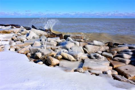 Lake Michigan Frozen Shoreline with Ice Formations - Photos by Canva