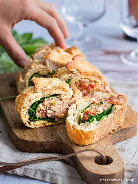 Baguette farcie au fromage et tomate confite pour l apéritif